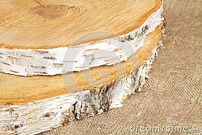 circles birch chopped eco material. Eco concept Stock Photo