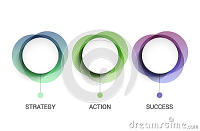 3 circles business presentation concept banner. 3 steps diagram information template for business Vector Illustration