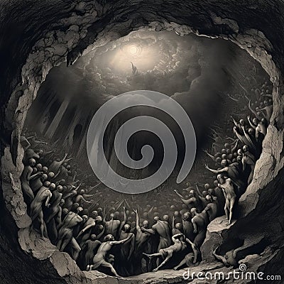 9 circles of Dante's hell painting Stock Photo