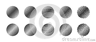 Circles With Different Resolution of Bitmap Dither Gradient Vector Set on White Vector Illustration