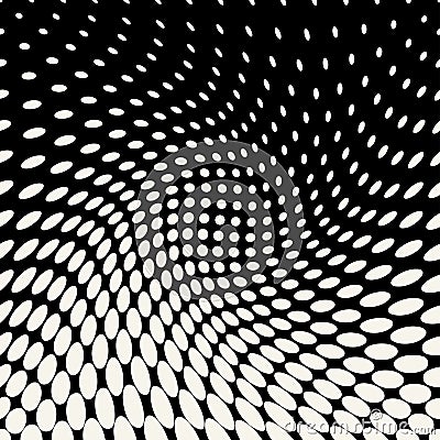Circles halftone seamless geometric gradient black and white pattern Vector Illustration