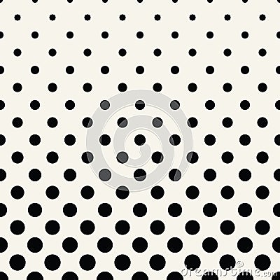 Circles halftone seamless geometric gradient black and white pattern Vector Illustration