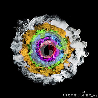 Circles from multicolor smoke Stock Photo