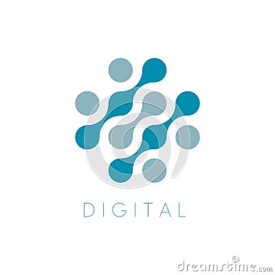 Circles Vector Icon. Digital Logo Template. Cross computer repair Logotype. Dots abstract symbol. Isolated vector Vector Illustration
