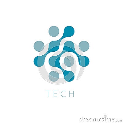 Circles Vector Icon. New Tech Logo Template. Cross Technology Logotype. Dots abstract symbol. Isolated vector Vector Illustration