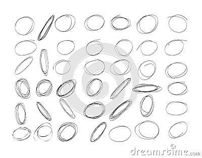 Circles Vector Set of the hand drawn scribble circles. element. Vector Illustration