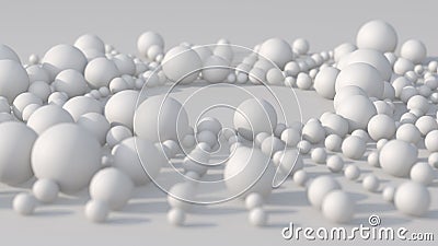 Circles with white balls. Abstract illustration, 3d render, close-up Cartoon Illustration