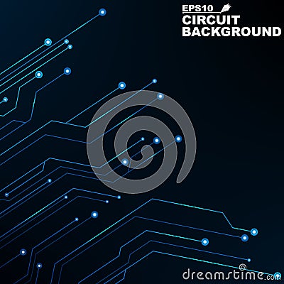 Circuit. Black abstract background of digital technology. New technologies in design. Computer network. Blue, glowing neon lines Stock Photo