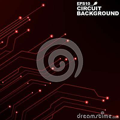 Circuit. Black abstract background of digital technology. New technologies in design. Computer network. Red, glowing neon lines Stock Photo