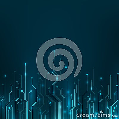 Circuit board. Abstract computer technology blue color background. Hardware digital technology concept. Vector Vector Illustration