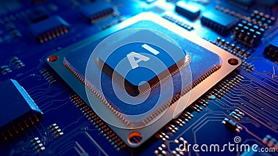 Generative AI. Futuristic circuit board, Technology and intelligent algorithms Stock Photo