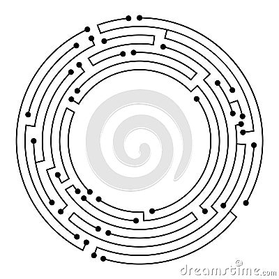 Circuit board circle frame. Abstract digital round frame, hardware board and electronic motherboard pattern vector Vector Illustration