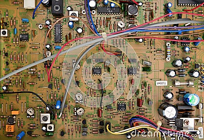 Circuit board with components Stock Photo
