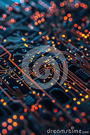Circuit board, concept of artificial intelligence, virtual reality, data programming, technology and innovation Stock Photo