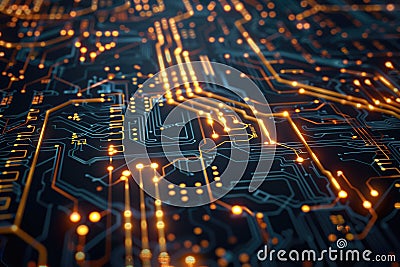 Circuit board, concept of artificial intelligence, virtual reality, data programming, technology and innovation Stock Photo