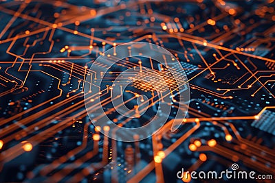 Circuit board, concept of artificial intelligence, virtual reality, data programming, technology and innovation Stock Photo