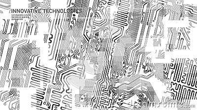 Circuit board cpu microchip abstract high hi tech electric background. Blue gradient motherboard computer technology Vector Illustration