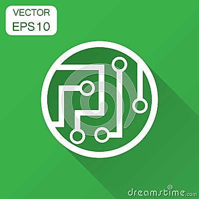 Circuit board icon in flat style. Technology microchip vector il Vector Illustration