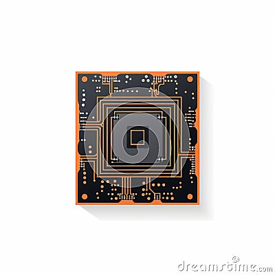Isolated Orange Ai Chip Vector With Sony Alpha A1 Style Stock Photo