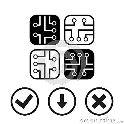 Circuit board icon stock vector illustration flat design Vector Illustration