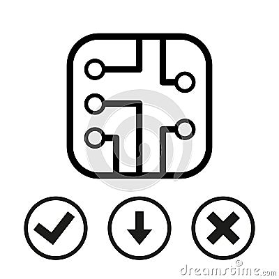 Circuit board icon stock vector illustration flat design Vector Illustration