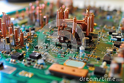 circuit board in the process of being assembled or disassembled Stock Photo