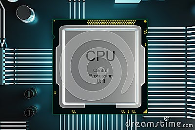 Circuit board. Technology background. Central Computer Processors CPU concept. Motherboard digital chip. Tech science Cartoon Illustration
