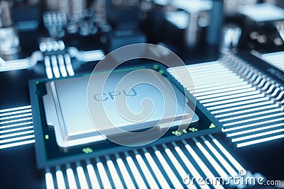Circuit board. Technology background. Central Computer Processors CPU concept. Motherboard digital chip. Tech science Cartoon Illustration