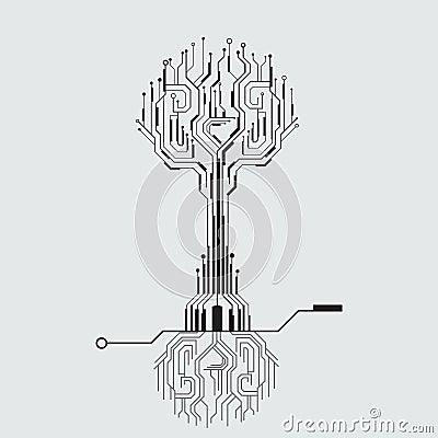 Circuit board tree Vector Illustration