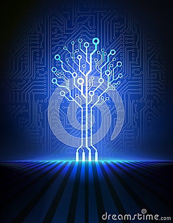 Circuit board tree. Vector background Vector Illustration