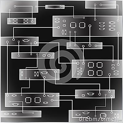 Circuit board vector background . Abstract vector black background with high tech circuit board, graphic . Eps 10 vector Vector Illustration