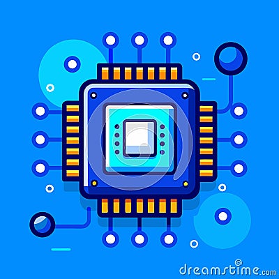 Circuit board vector illustration in flat design style Cartoon Illustration