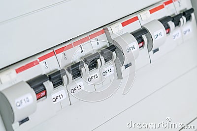 Circuit breakers, differential circuit breaker, protective cutout device. Stock Photo