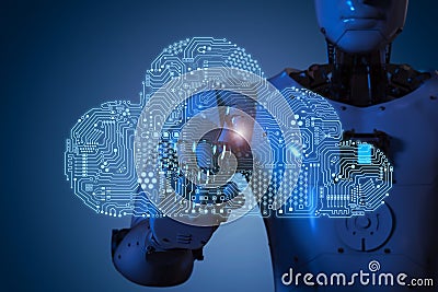 Circuit cloud with robot Stock Photo