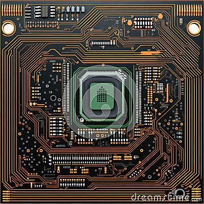 Circuit with computer information processor, mind of a computer equipment Stock Photo
