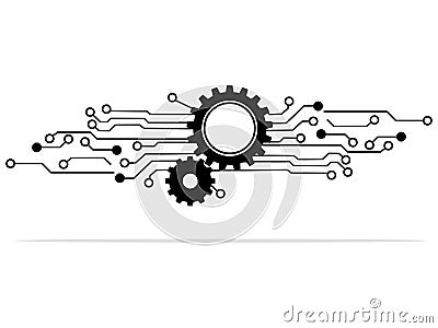 Circuit and gear icon isolated on background. industrial innovation concept. Vector Vector Illustration