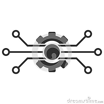 Circuit Gear Raster Icon Flat Illustration Cartoon Illustration