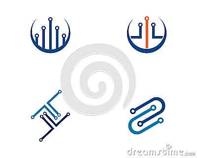 circuit technology logo template vector icon illustration Vector Illustration