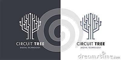 Circuit tree logo Vector Illustration