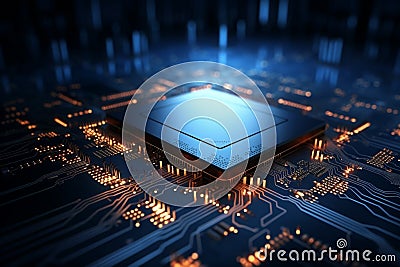 Circuitry elegance Abstract chip processor backdrop encapsulates technologys intricate essence Stock Photo