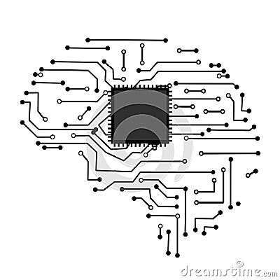 Circuits boards and processors in the human brain. vector illustration Vector Illustration