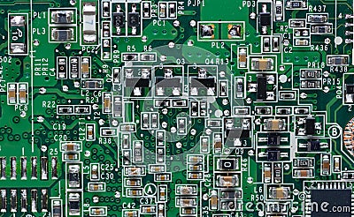 Circuits on laptop motherboard Stock Photo