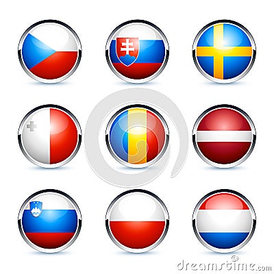Circular 3D flag icons Vector Illustration