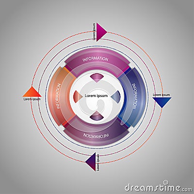 Infographic template four options or steps for business.Business circle template Cartoon Illustration