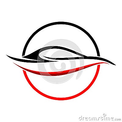 Circular Abstract Red Car Shape Symbol Vector Illustration