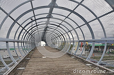 Circular arch tunnel of metal construction. Editorial Stock Photo