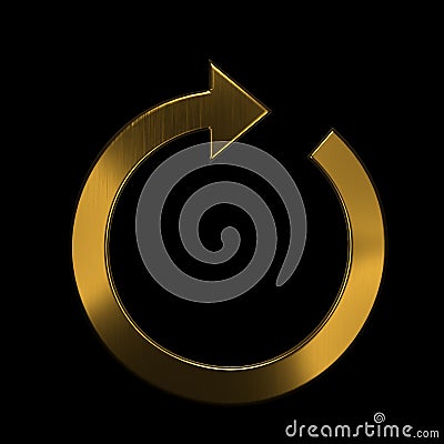 Circular Arrow Redo Gold 3D rendering Illustration Stock Photo