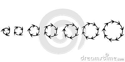 Circular arrows. Chart icon vector set. Cursor sign. Recycle icon. Forward icon. Vector illustration. Stock image. Vector Illustration