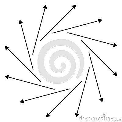 Circular arrows for cycle, repeat themes. Progress, process, procedure concept pointer design. Cyclical, spinning arrows Vector Illustration