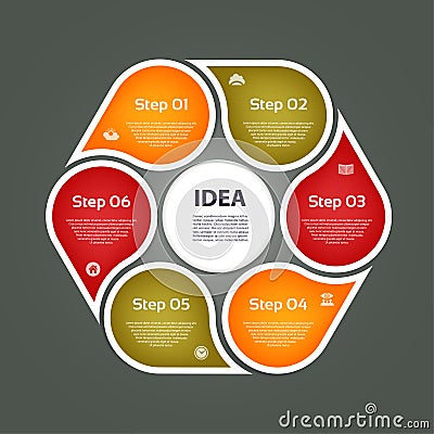 Circular arrows for infographics. Chart, graph, diagram with 6 steps, options, parts. Vector business template. Vector Illustration